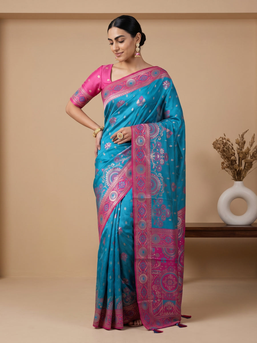 Vira Banarsi Silk Blue Saree