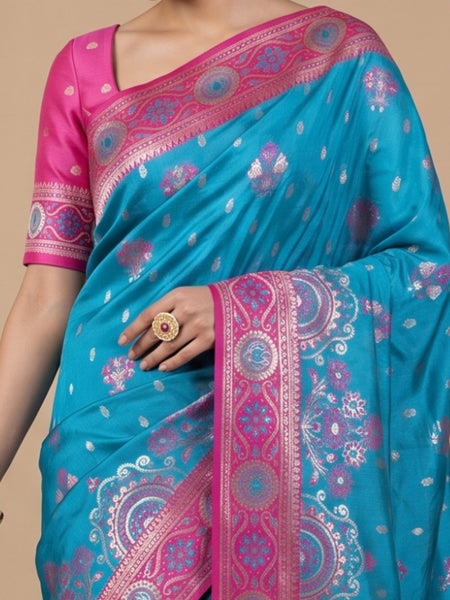 Vira Banarsi Silk Blue Saree