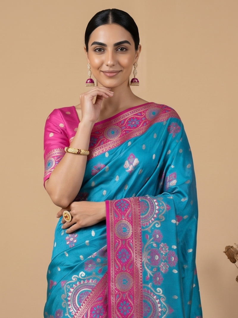 Vira Banarsi Silk Blue Saree