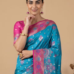 Vira Banarsi Silk Blue Saree