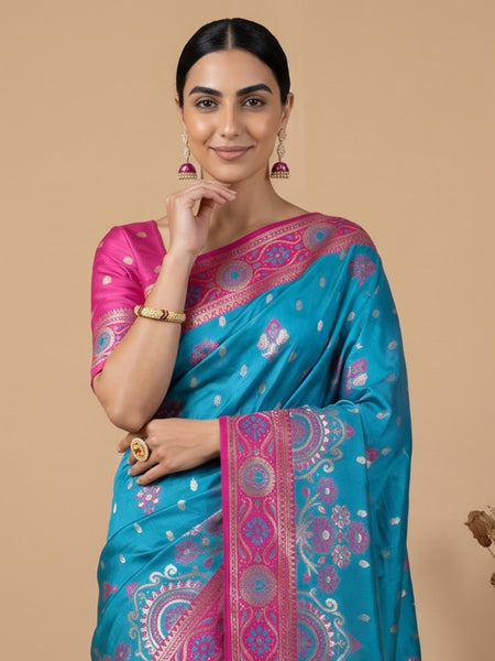 Vira Banarsi Silk Blue Saree