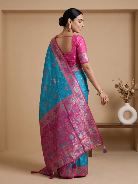 Vira Banarsi Silk Blue Saree