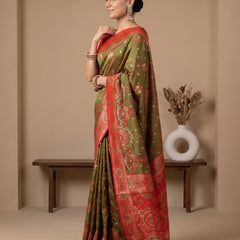 Vira Banarsi Silk Green Saree