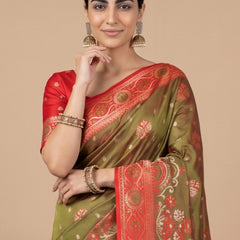 Vira Banarsi Silk Green Saree