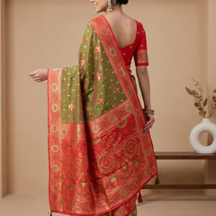 Vira Banarsi Silk Green Saree