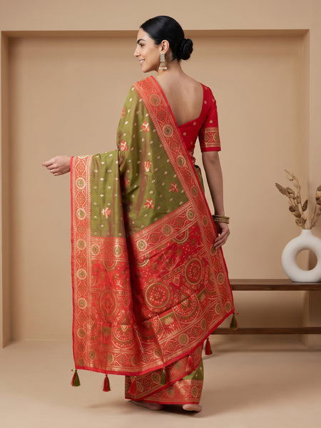 Vira Banarsi Silk Green Saree
