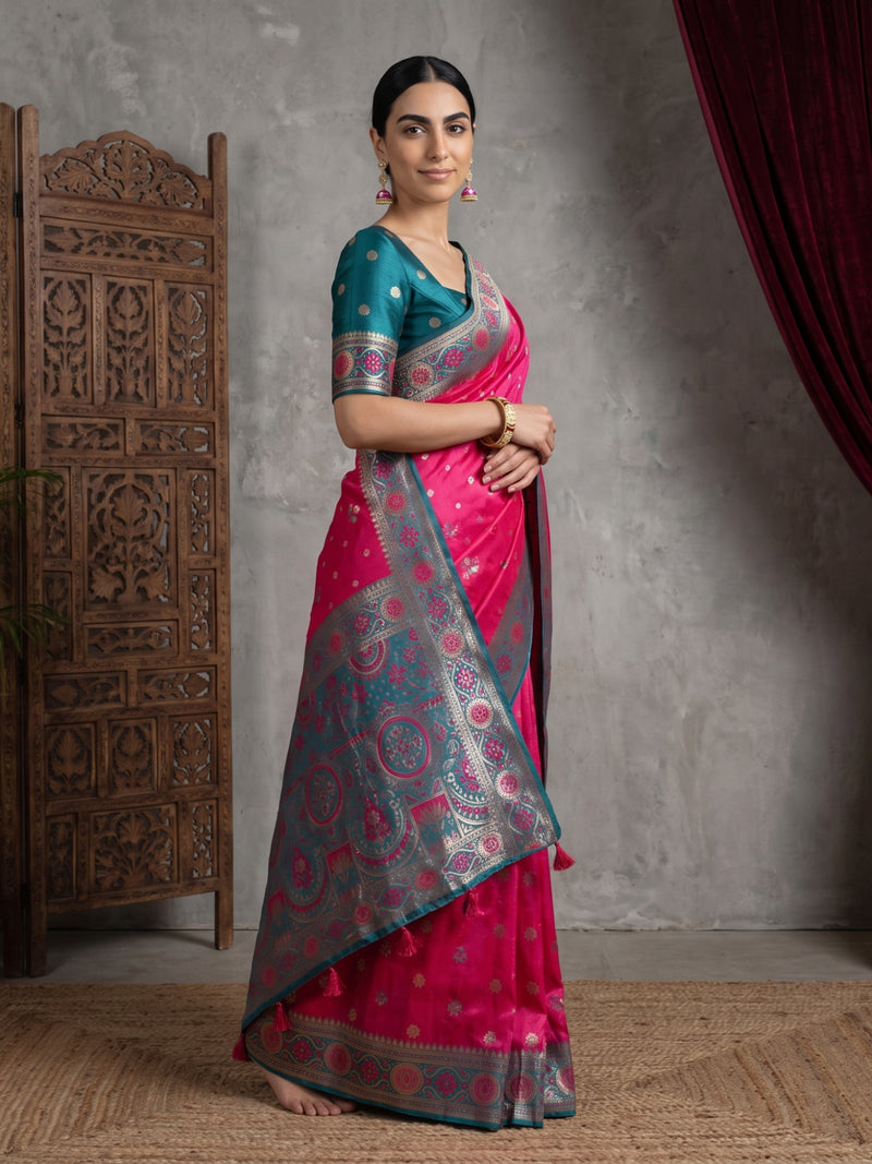 Vira Banarsi Silk Pink Saree