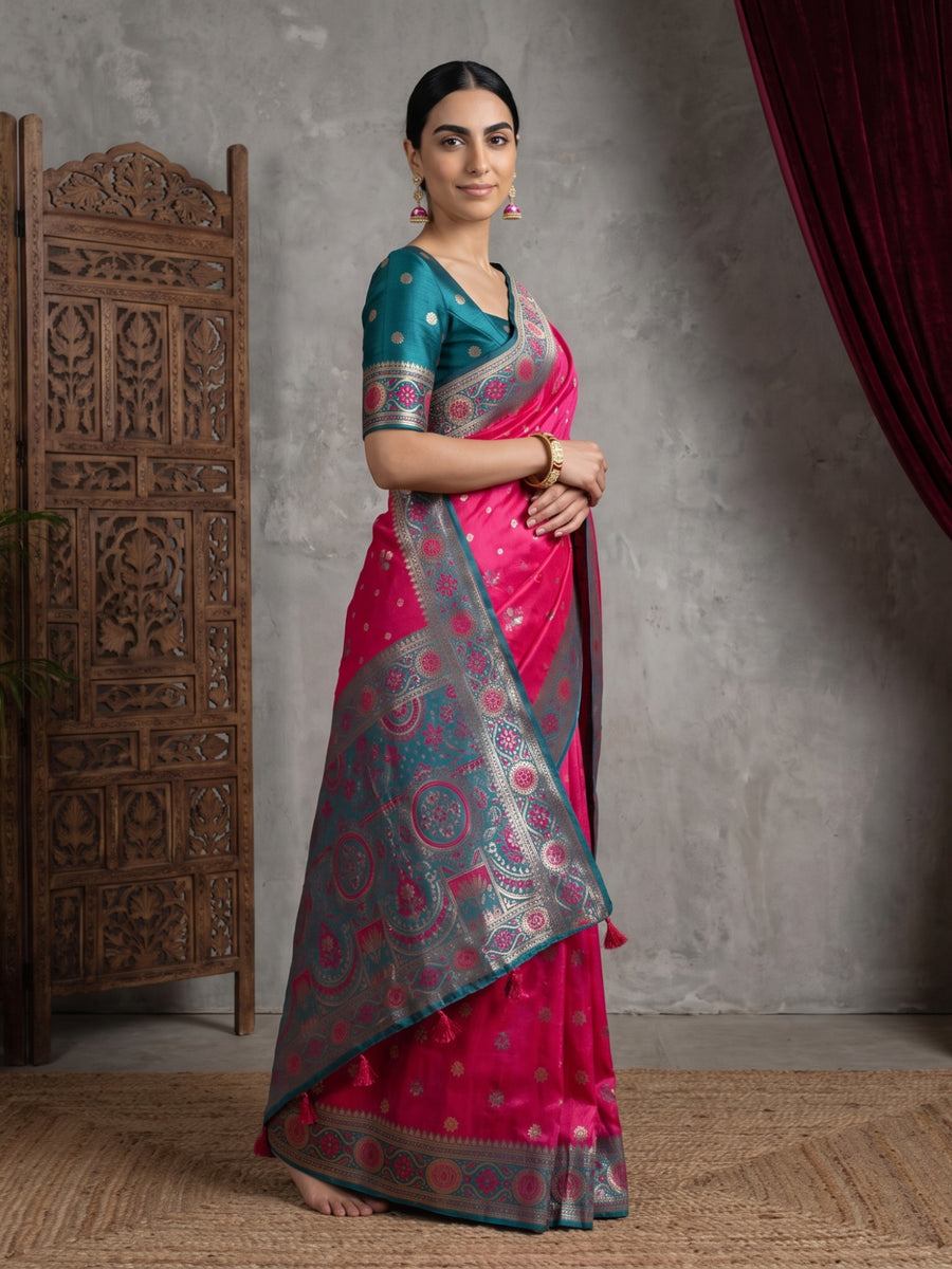 Vira Banarsi Silk Pink Saree
