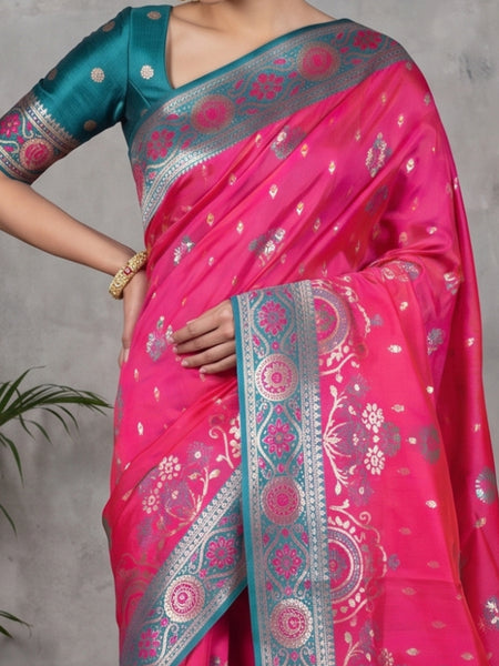 Vira Banarsi Silk Pink Saree