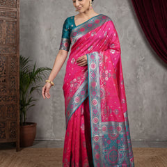 Vira Banarsi Silk Pink Saree