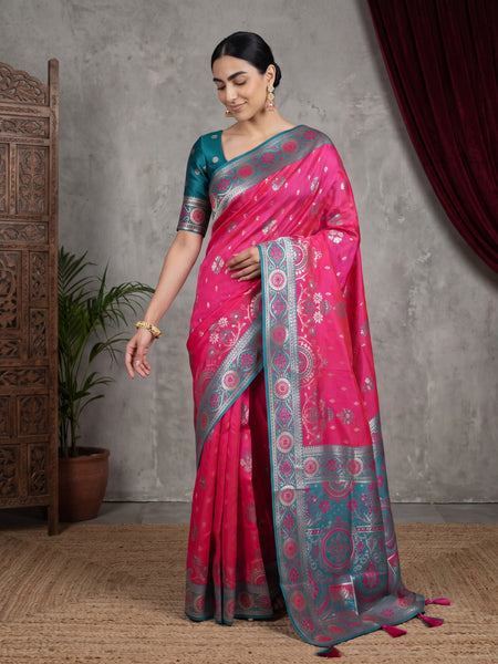 Vira Banarsi Silk Pink Saree