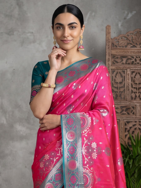 Vira Banarsi Silk Pink Saree