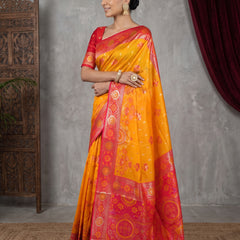 Vira Banarsi Silk Yellow Saree
