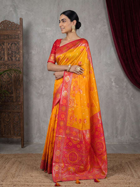 Vira Banarsi Silk Yellow Saree