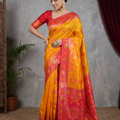 Vira Banarsi Silk Yellow Saree