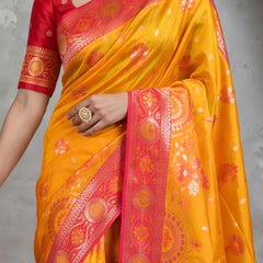 Vira Banarsi Silk Yellow Saree