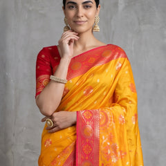 Vira Banarsi Silk Yellow Saree
