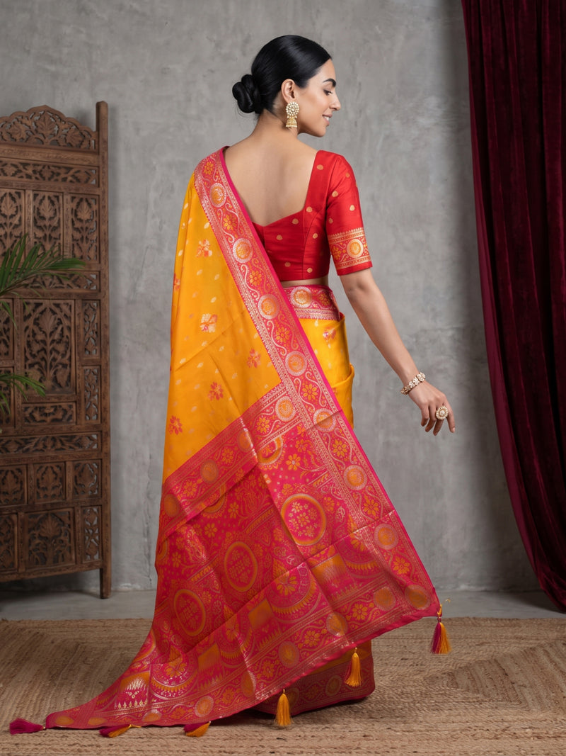 Vira Banarsi Silk Yellow Saree