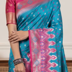 Niva Banarsi Silk Blue Saree