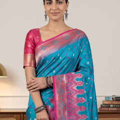 Niva Banarsi Silk Blue Saree