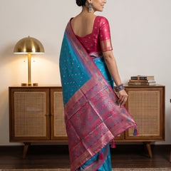 Niva Banarsi Silk Blue Saree