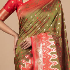 Niva Banarsi Silk Green Saree