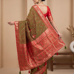 Niva Banarsi Silk Green Saree