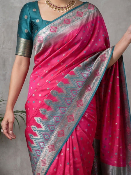 Niva Banarsi Silk Pink Saree