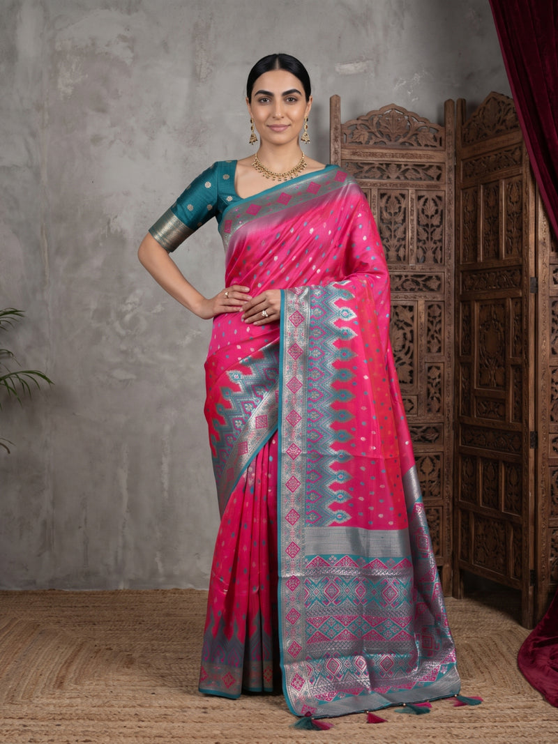 Niva Banarsi Silk Pink Saree