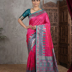 Niva Banarsi Silk Pink Saree