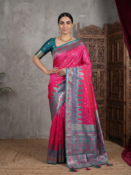 Niva Banarsi Silk Pink Saree