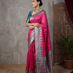 Niva Banarsi Silk Pink Saree