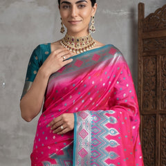 Niva Banarsi Silk Pink Saree