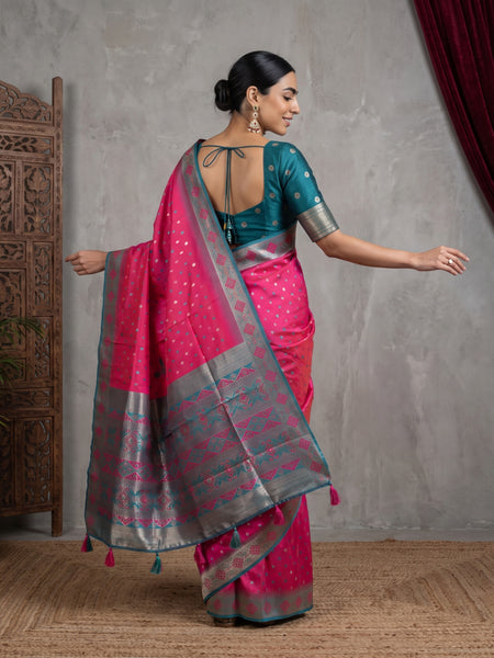 Niva Banarsi Silk Pink Saree