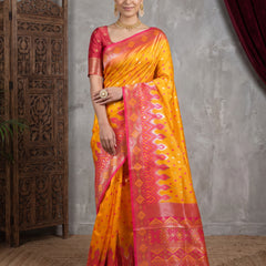 Niva Banarsi Silk Yellow Saree