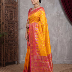 Niva Banarsi Silk Yellow Saree