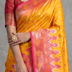 Niva Banarsi Silk Yellow Saree