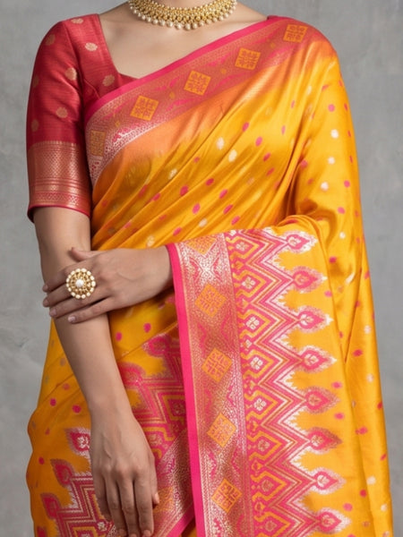 Niva Banarsi Silk Yellow Saree