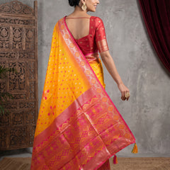 Niva Banarsi Silk Yellow Saree