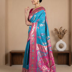 Riva Banarsi Silk Blue Saree
