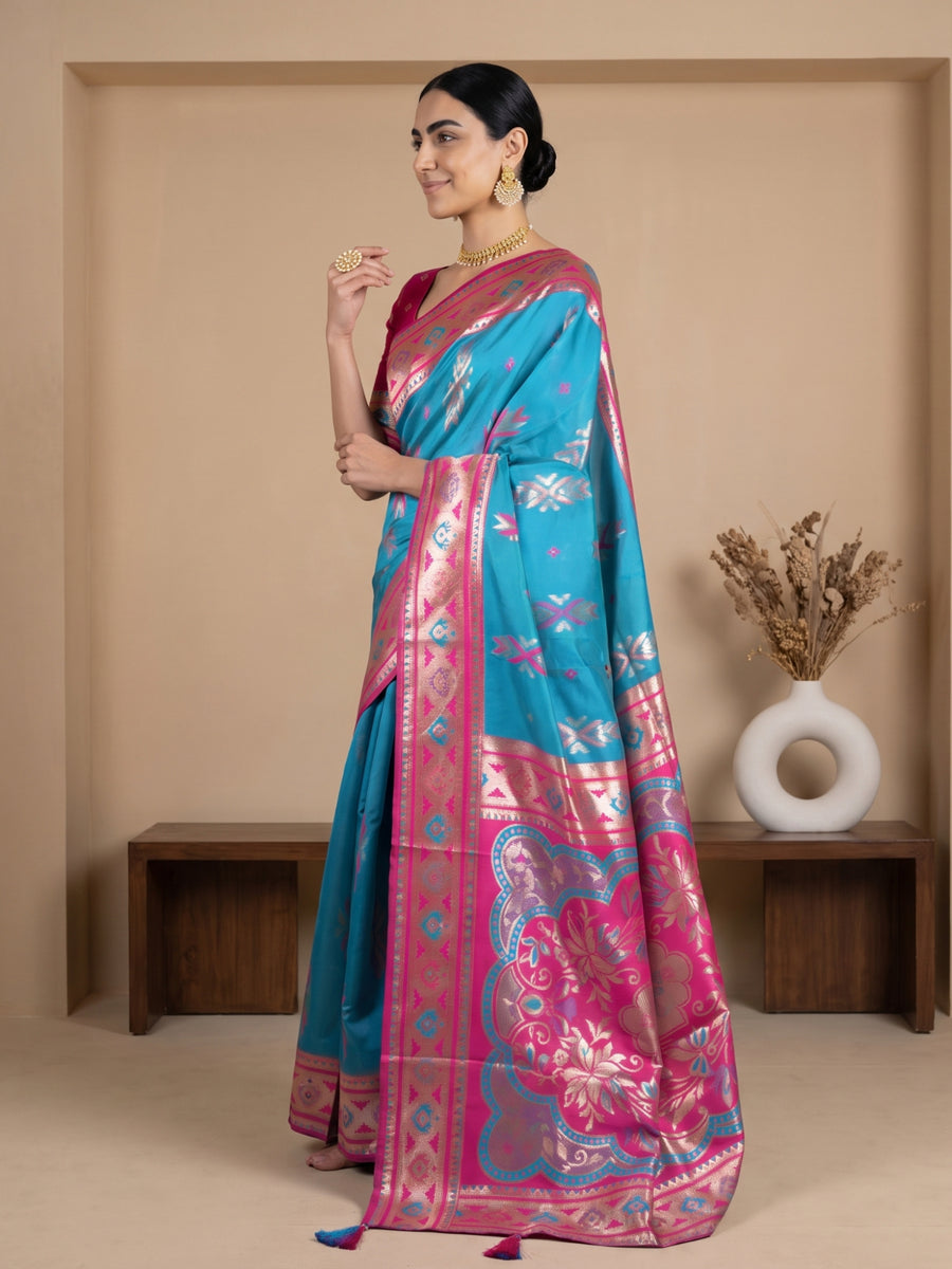 Riva Banarsi Silk Blue Saree