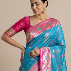 Riva Banarsi Silk Blue Saree