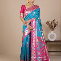 Riva Banarsi Silk Blue Saree