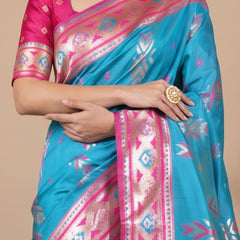 Riva Banarsi Silk Blue Saree