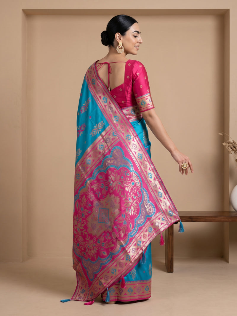 Riva Banarsi Silk Blue Saree