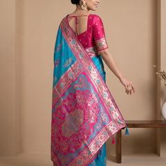 Riva Banarsi Silk Blue Saree
