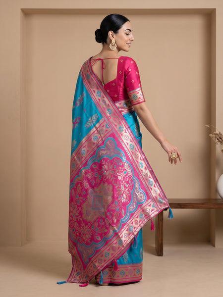 Riva Banarsi Silk Blue Saree