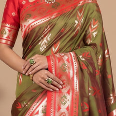 Riva Banarsi Silk Green Saree