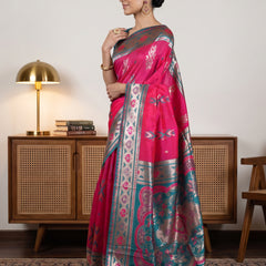 Riva Banarsi Silk Pink Saree