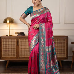 Riva Banarsi Silk Pink Saree